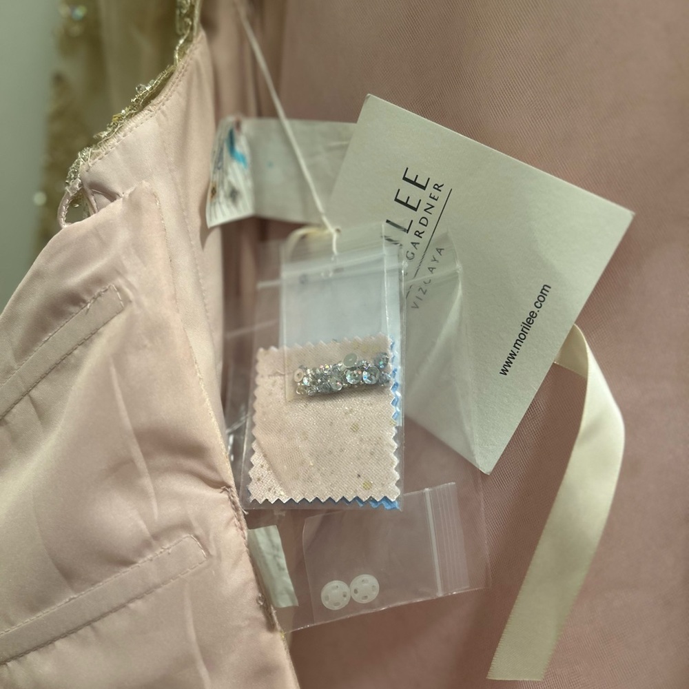 Mori Lee Blush Pink Gown with Gold Accents - Picture 4 of 7